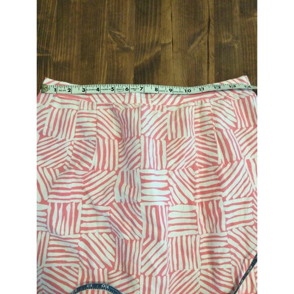 Vintage Maggy London Women's 2 pc. Top Skirt Set Pink Size 14 Linen Short Sleeve - Picture 11 of 11